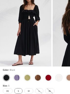 Free People Black Maxi Dress with Smocked Bodice